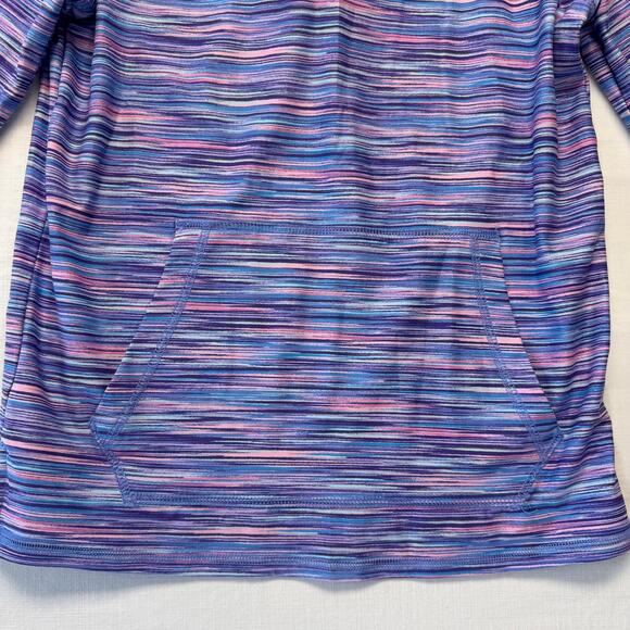 LAND'S END Athletic Pullover Hoodie Girls Youth Size L 10/12 Purple Pink Stripe - Picture 4 of 14